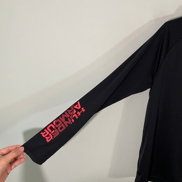 Under Armour Youth Black Orange Graphics Quarter Zip Performance Pullover Size M - Picture 7 of 8